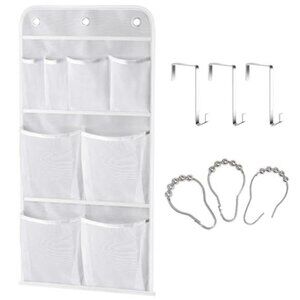 Hanging Shower Organizer Mesh Bathroom Caddy Over Door Pockets Storage Holder